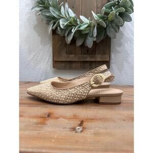 Adrienne Vittadini Papina Slingback Pump in Natural Raffia